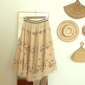 Tulle embroidered midi skirt